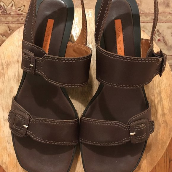 Via Spiga Brown Wedge Sandals 8.5 M - Picture 2 of 5